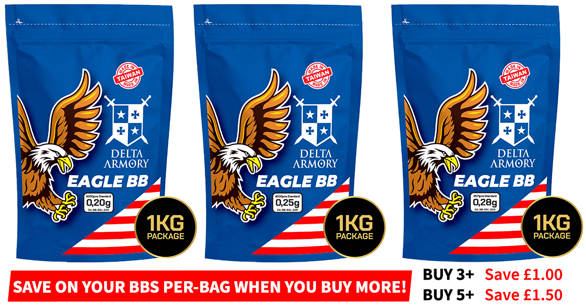 Selection of Delta Armory Eagle BBs from 0.2g to 0.28g