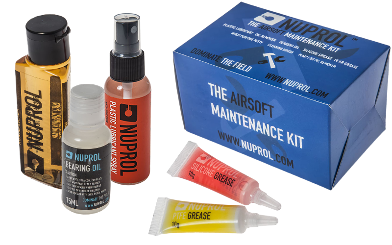 The Nuprol Maintenance kit with its contents displayed next to it