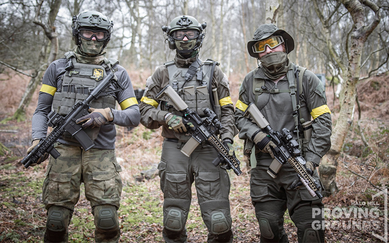 A trio of Airsofters posing for a picture.