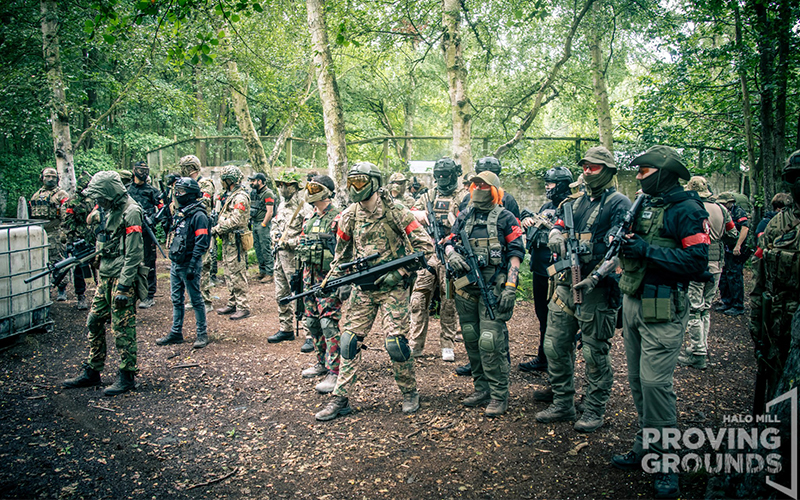 A group photo of Airsofters in the safe zone.