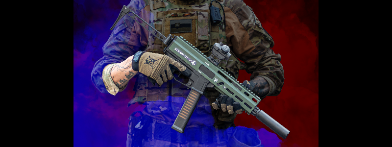 Delta Armory Stribog with Suppressor, red dot sight, grip & stock Delta Armory Stribog with Suppressor, red dot sight, grip & stock