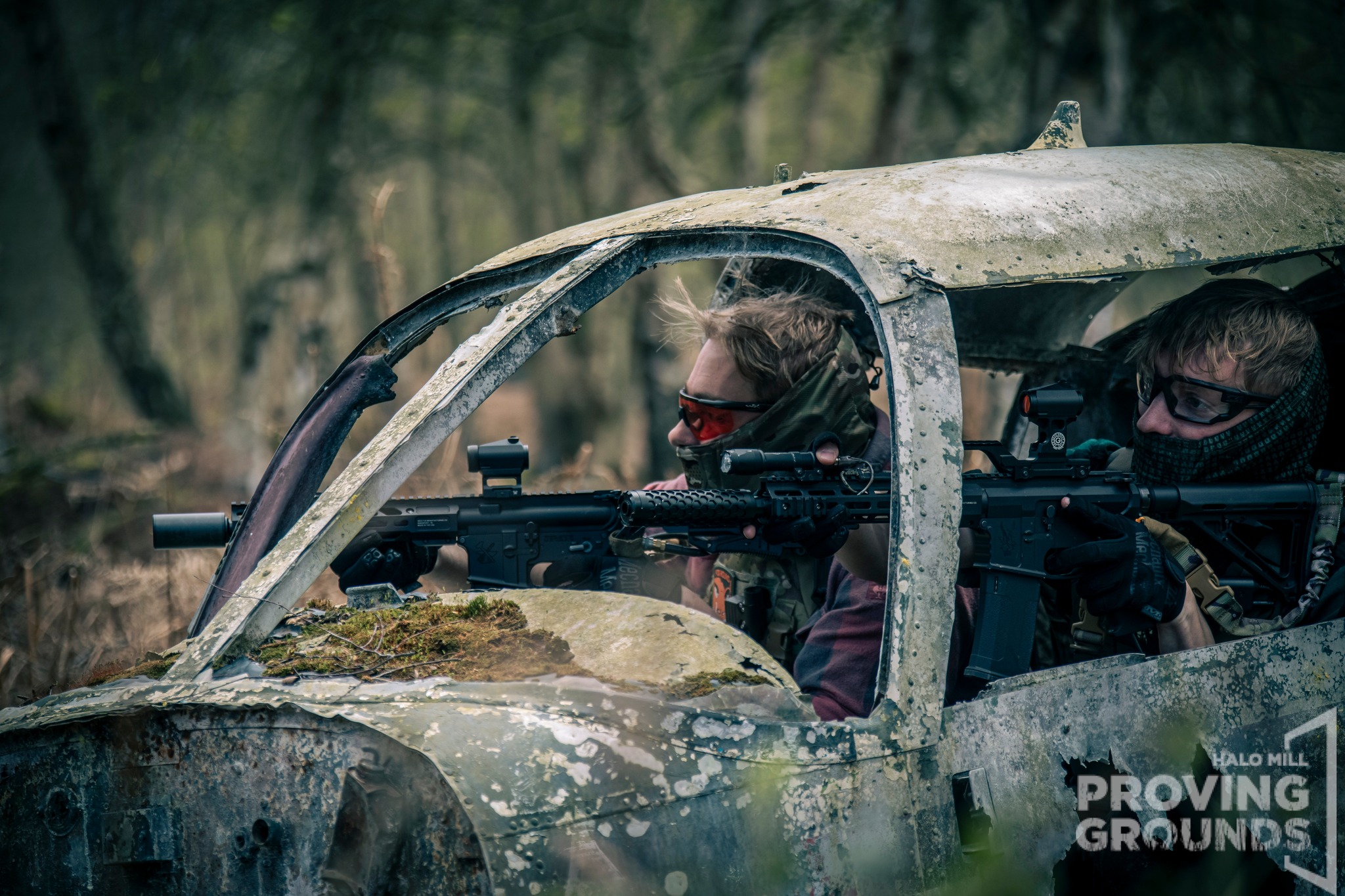 HALO MILL Proving Grounds. Skirmishers take position inside the crashed aircraft