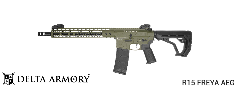 Delta Armory R15 FREYA&trade; Gen.2 13" Skeleton M-LOK M4/AR-15 AEG Olive Green