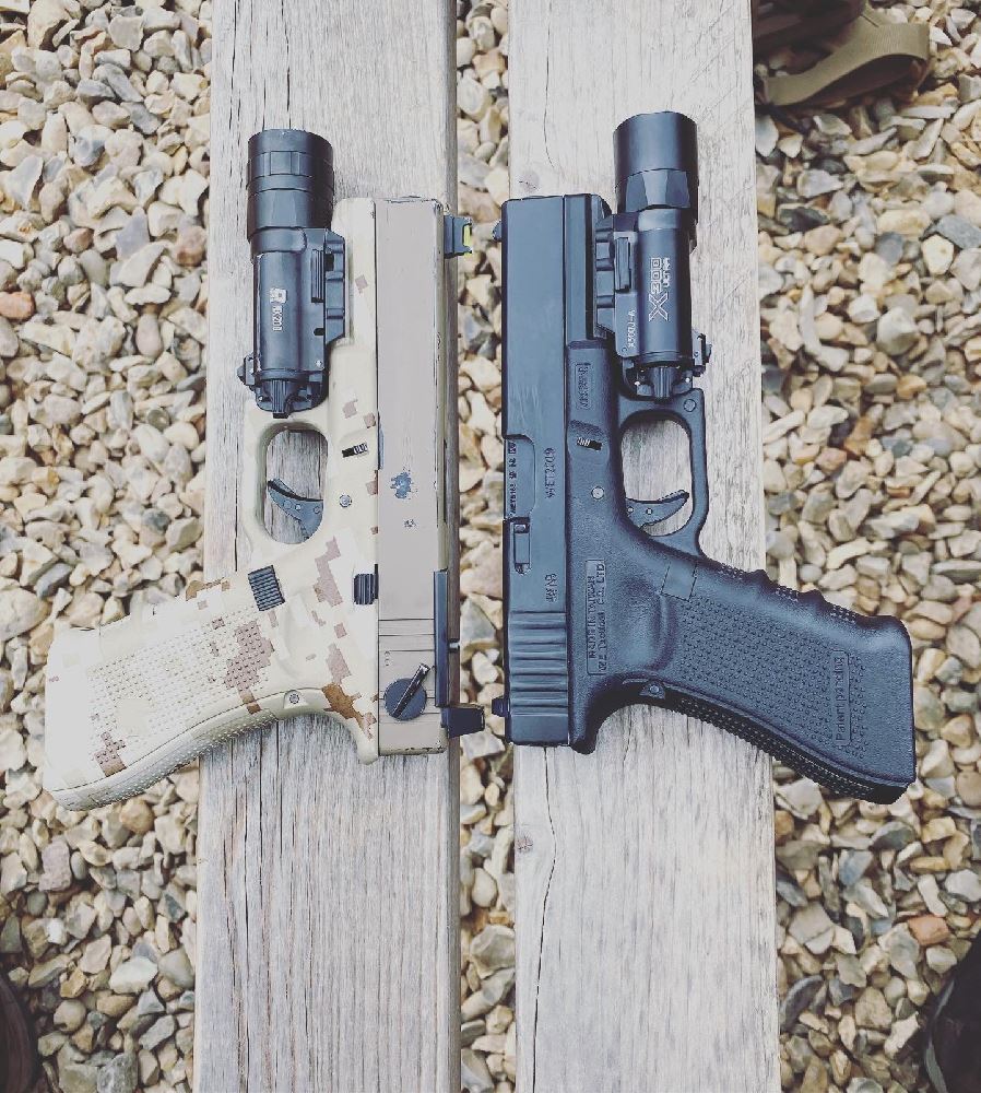 EU series pistols, black and tan