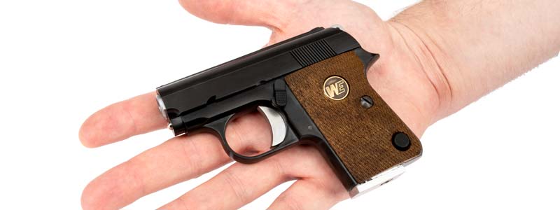 WE CT25 1908 "Vest Pocket" Pistol with Human hand for scale