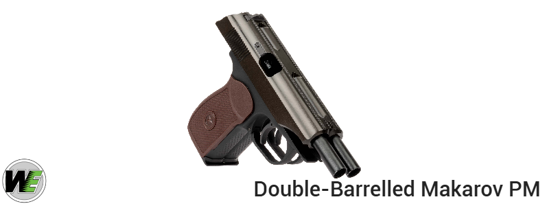 WE Double-Barrelled Makarov PM GBB Pistol slide locked back