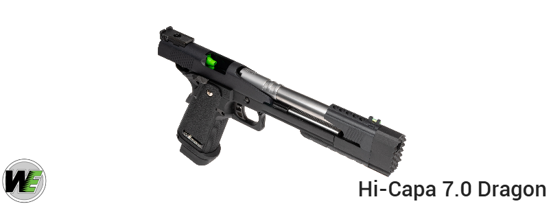 WE Hi-Capa 7.0 Dragon GBB Pistol slide locked back