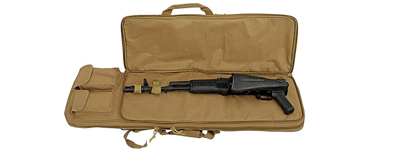 8Fields Tactical Double Rifle Gun Case 96cm - Tan with front pocket open