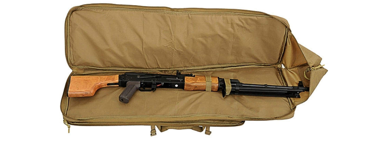 8Fields Tactical Double Rifle Gun Case - Tan with main compartment open