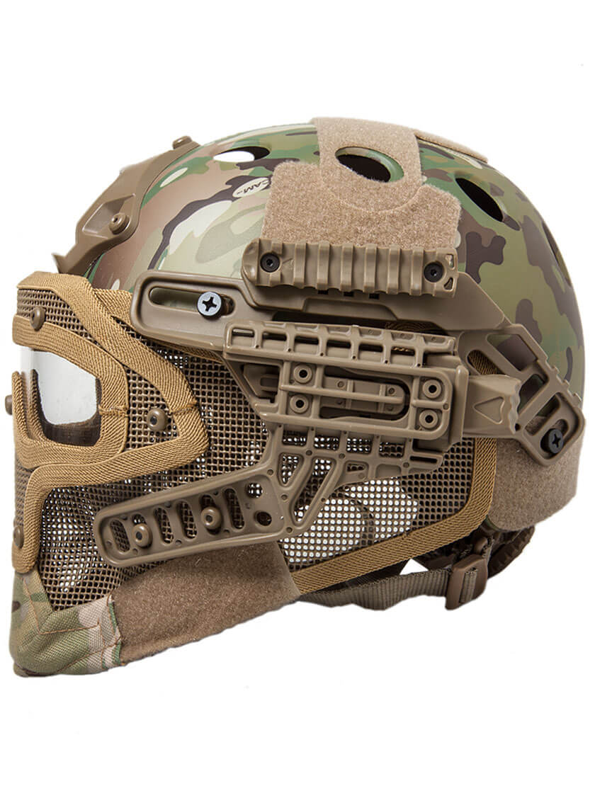 EmersonGear G4 Helmet w/ Full Face Mesh Camo